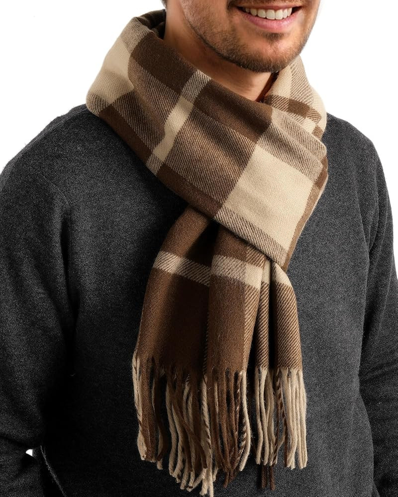 FURTALK Winter Scarf for Men Long Soft Warm Scarves Plaid Tassel Scarf for Men | Amazon (US)