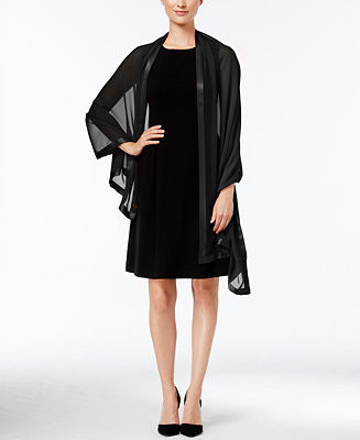 Elegant Satin-Trim Chiffon Evening Wrap | Macy's