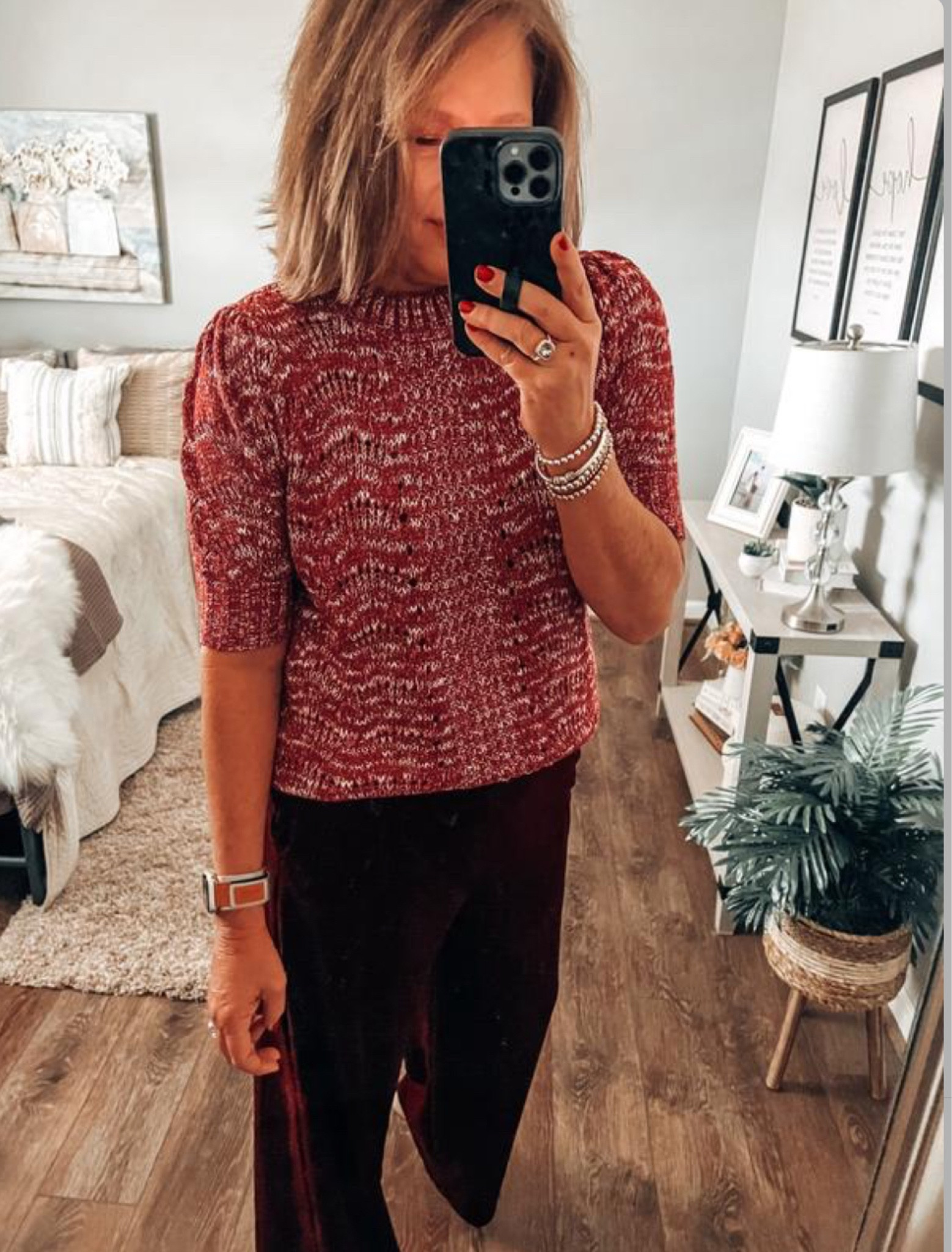 Loving the burgundy velvet pants so much I styled it with this cute Time and Tru elbow sleeve sweater that’s only $11!! It comes in more colors and fits tts. Velvet pants fits tts also. 

Walmart fashion, Walmart outfits, pants, tops, sweaters, work outfits, casual outfit, party outfit, bracelets, accessories, over 40 fashion, 

#LTKfindsunder50 #LTKsalealert #LTKstyletip