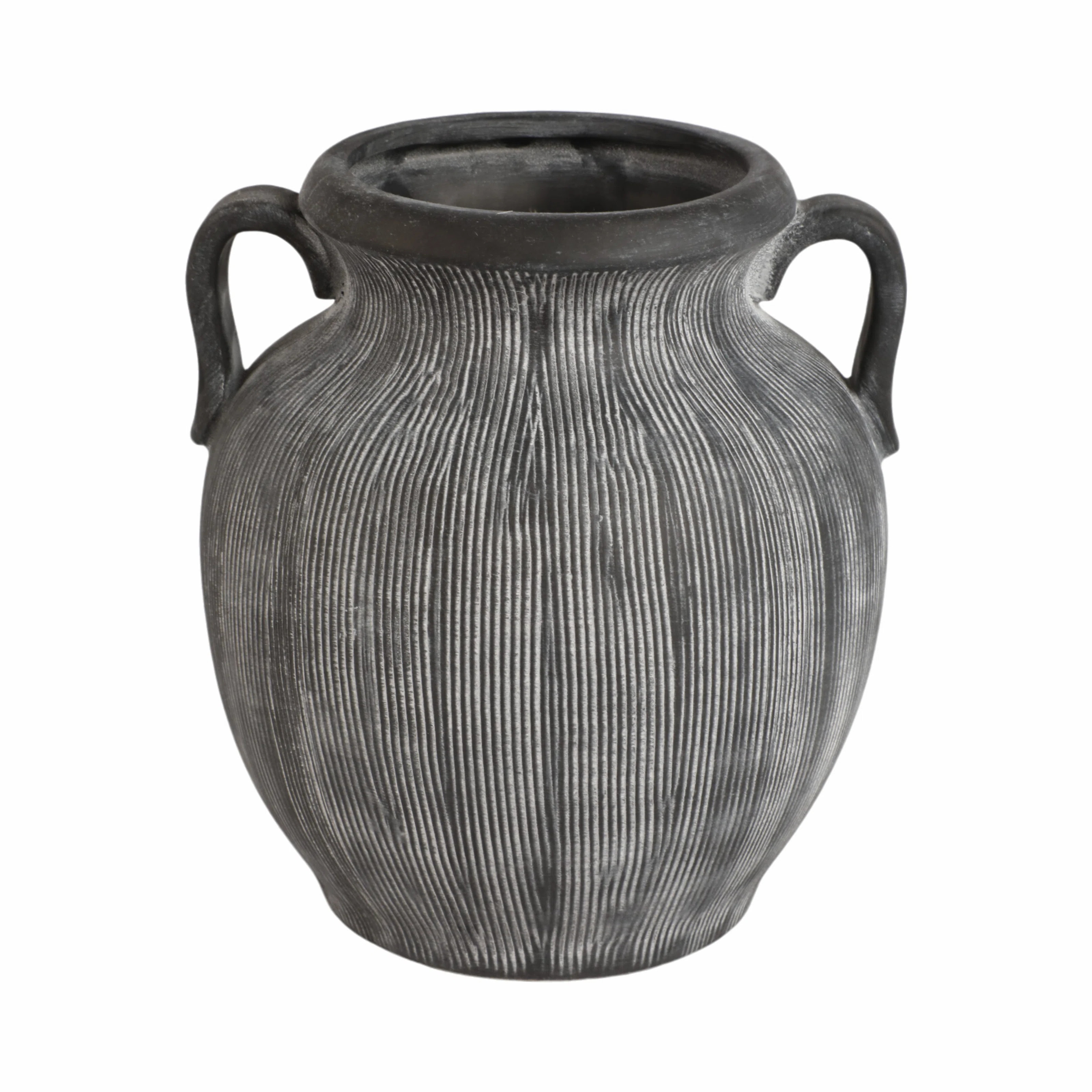 Stoneware Dolomite Vase with Ribbed Texture and Dual Side Handles for Casual Home Decor Transitio... | Wayfair North America