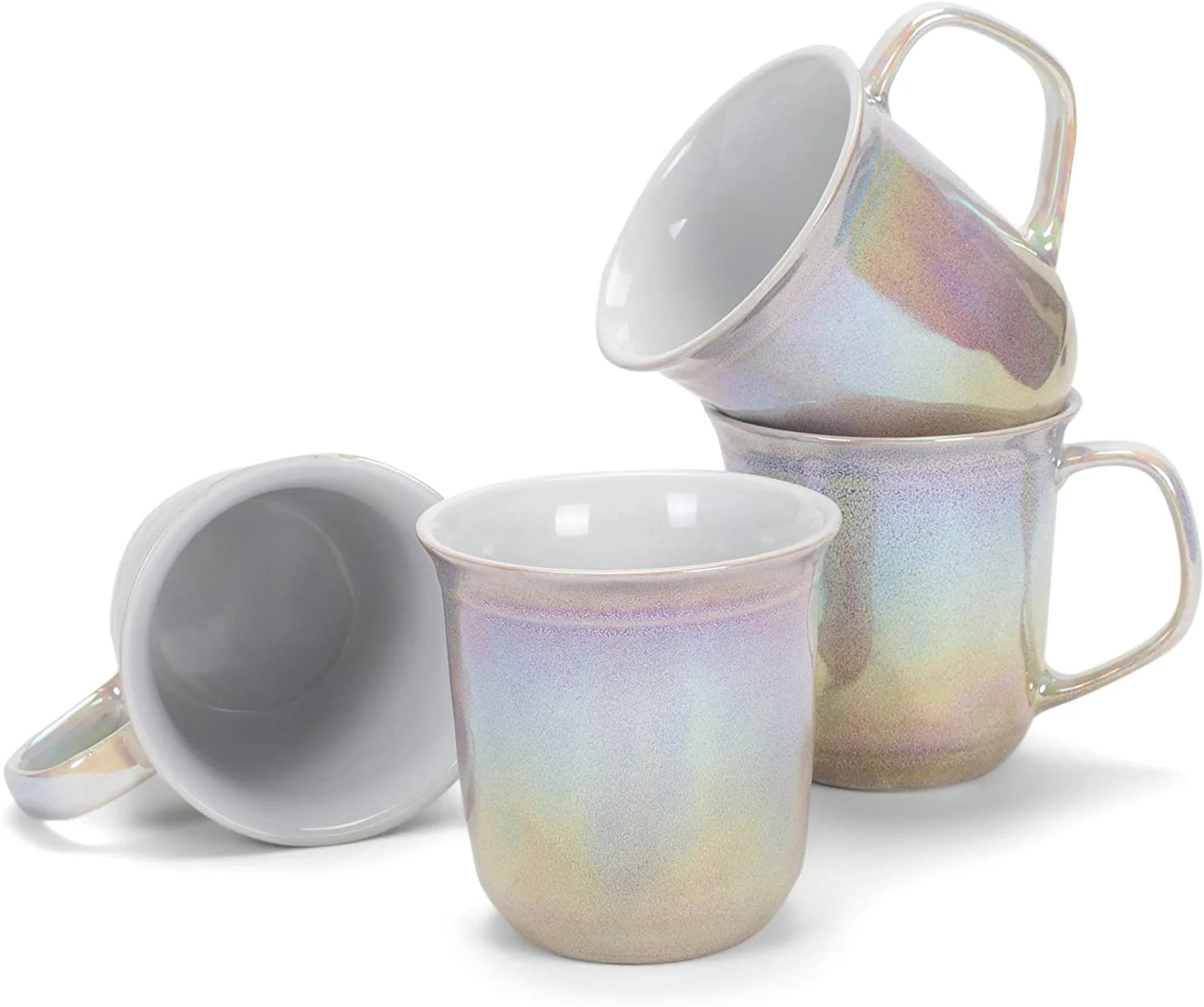 Purple With Cream Glossy Rainbow Glaze 17 ounce Stoneware Coffee Cup Mugs Set of 4 - Walmart.com | Walmart (US)