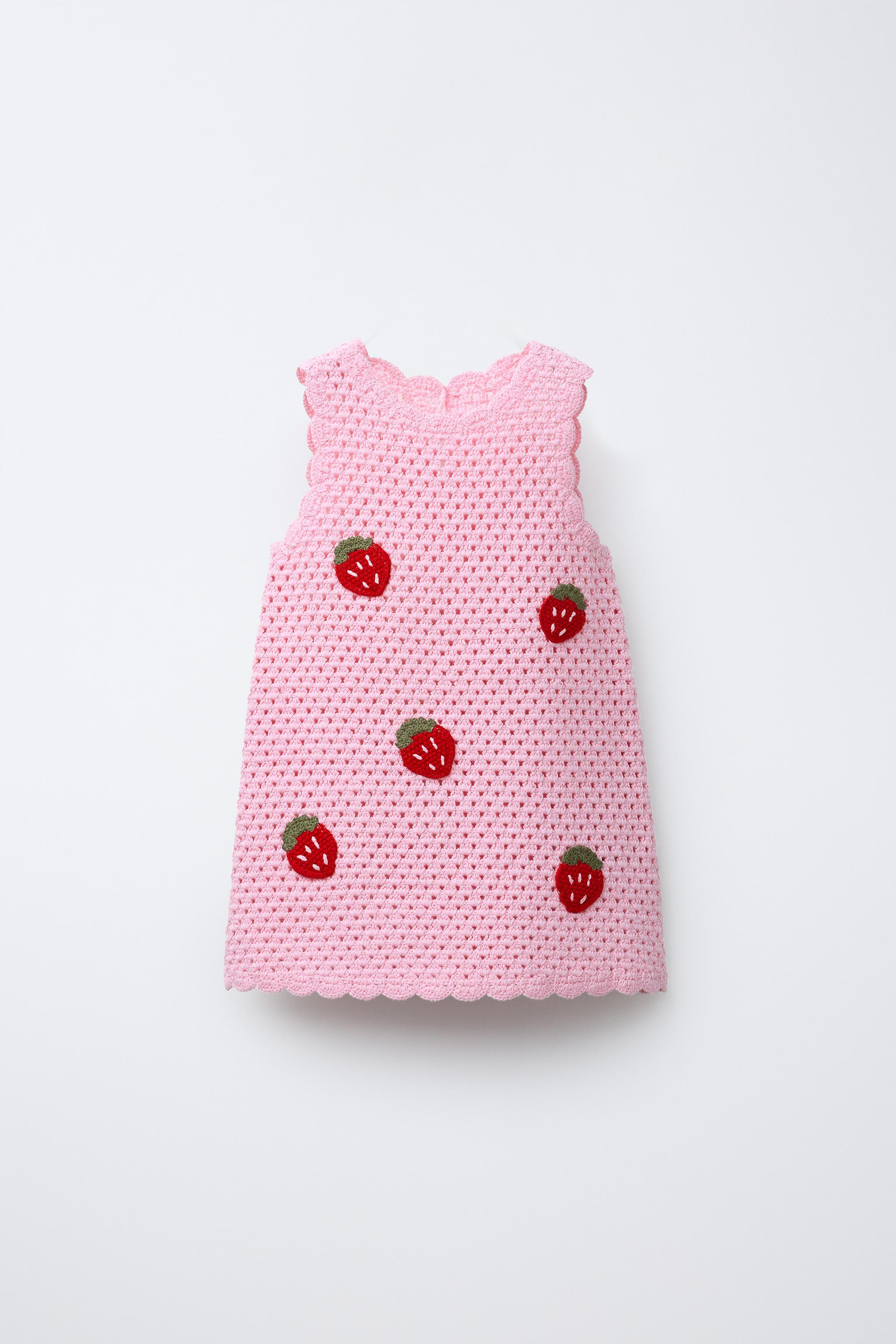 STRAWBERRY CROCHET KNIT DRESS | Zara US