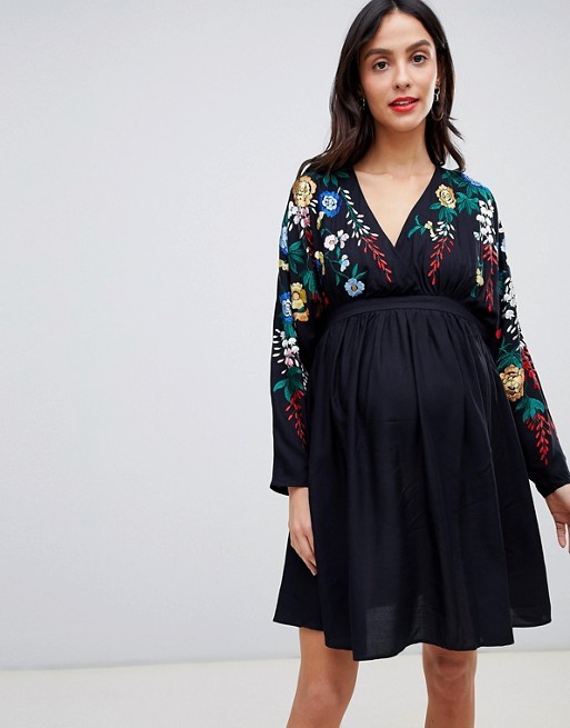 ASOS DESIGN Maternity embroidered mini smock dress | ASOS US