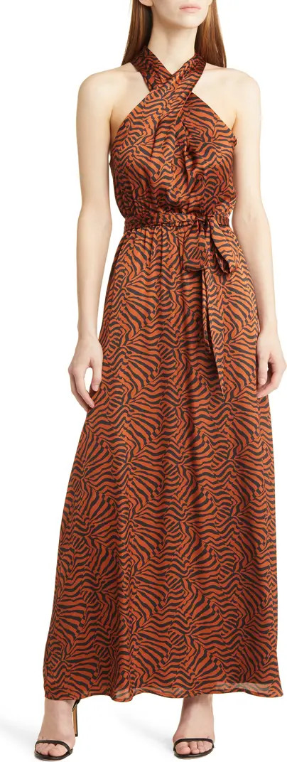 Anne Klein Twist Neck Halter Maxi Dress | Nordstrom | Nordstrom