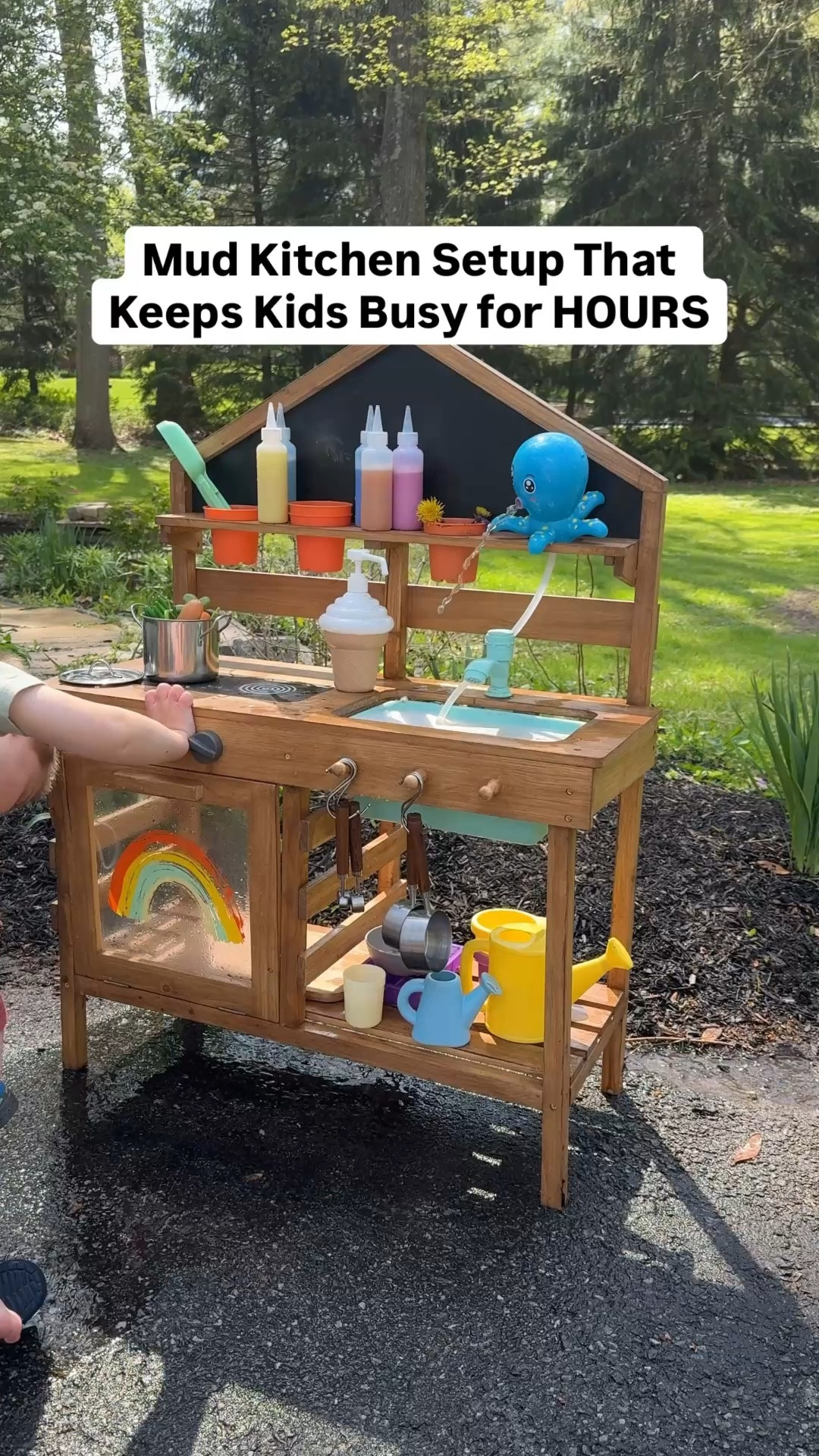 Mud kitchen set up for hours of play! Lots of fun accessories from Amazon. 

#LTKKids #LTKSeasonal #LTKmomlife