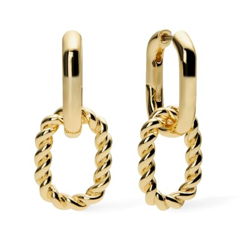 Ana Luisa Ash Double Hoop Earrings for Women - 14K Gold Plated, Silver & Two-Tone - Lightweight, Trendy Paperclip Link Huggie Hoop for Daily Wear - Hypoallergenic, Water-Resistant & Tarnish-Free | Amazon (US)