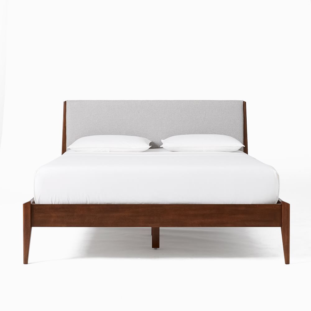 Modern Show Wood Bed, V2 Single Box King, Chenille Tweed, Silver | West Elm (US)
