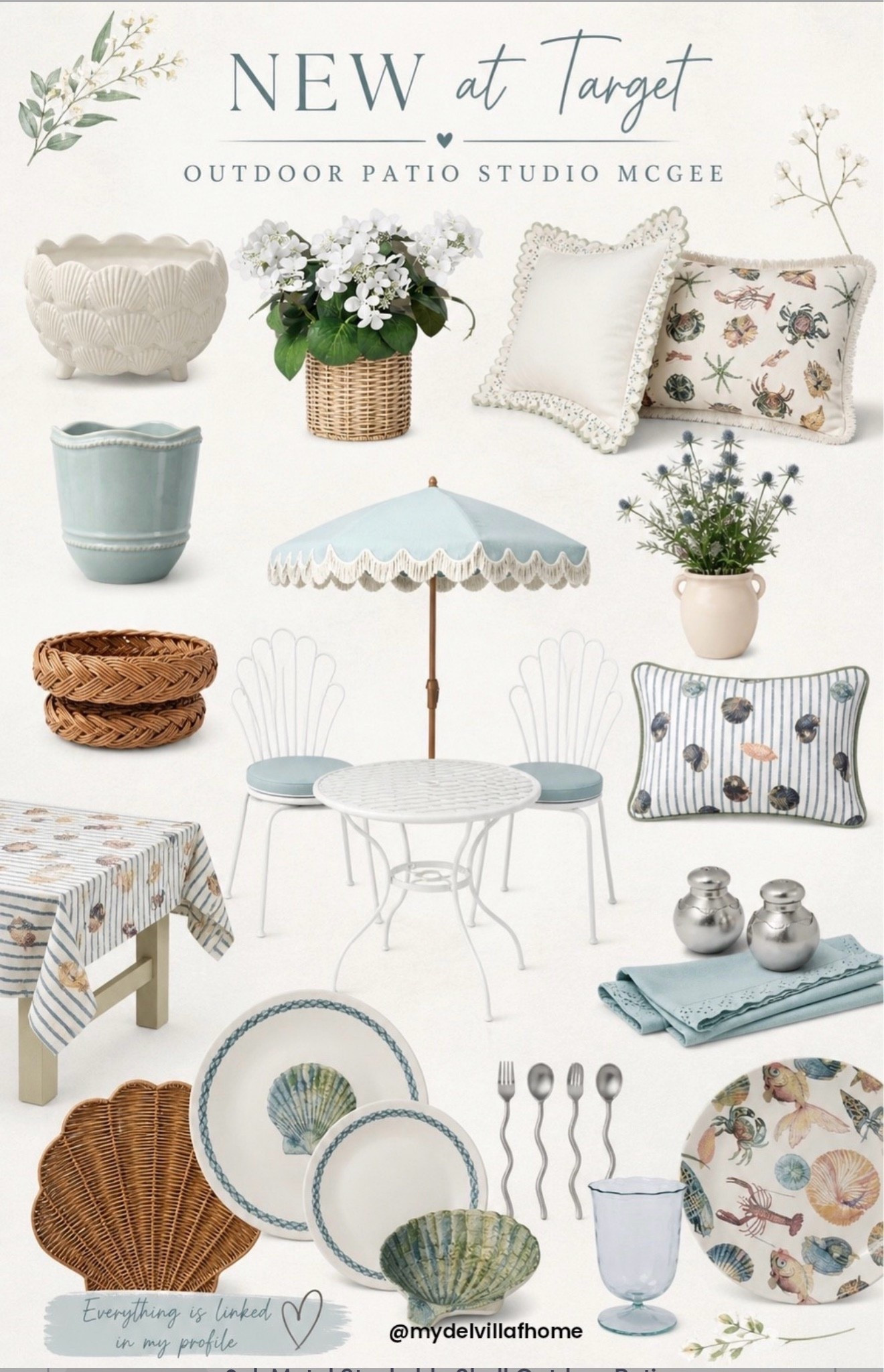 Dreamy coastal touches for spring and summer 🌊☀️
Loving all the soft blues, seashell details, woven textures, and charming patio finds from the new Studio McGee outdoor collection at Target. Perfect pieces to make any outdoor space feel cozy, fresh, and inviting this season 🤍🌊☀️

#LTKSeasonal #LTKmomlife #LTKSaleAlert