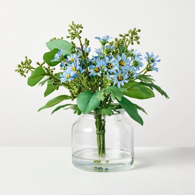 Medium Blue Flower and Leaf Arrangement - Hearth & Hand™ with Magnolia | Target