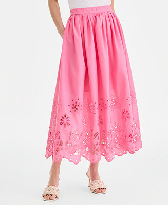 Women's Cotton Eyelet Lace Midi Skirt, Macy's Exclusive | Macy's