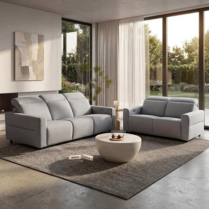 Power Recliner Sofa Set with 3-Seater & Loveseat, Oversize Zero Gravity Modular Sectional Couch w... | Amazon (US)