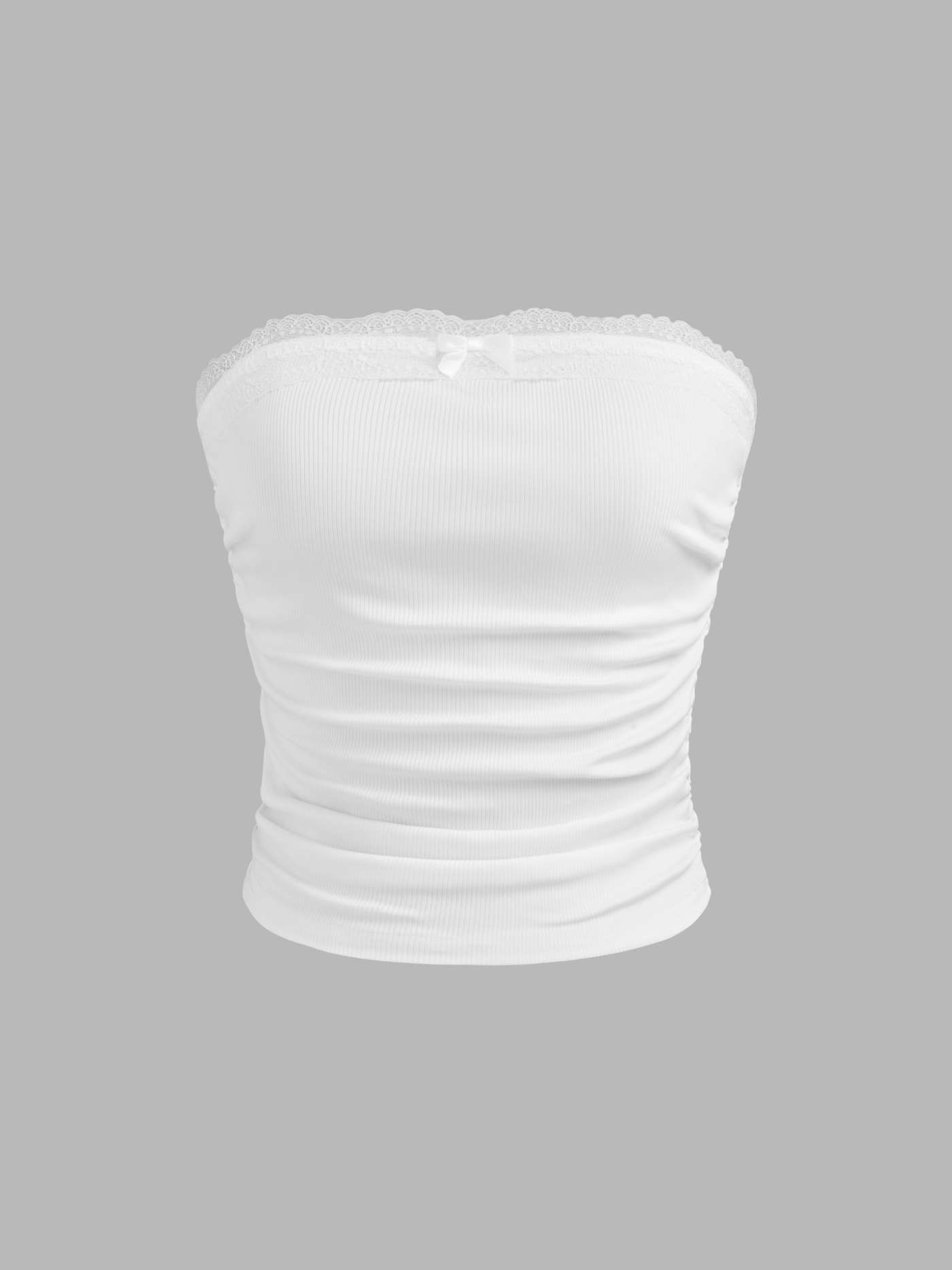 Cute Tops Knit Fabric Solid Ruched Tube Crop Top For Date | Cider