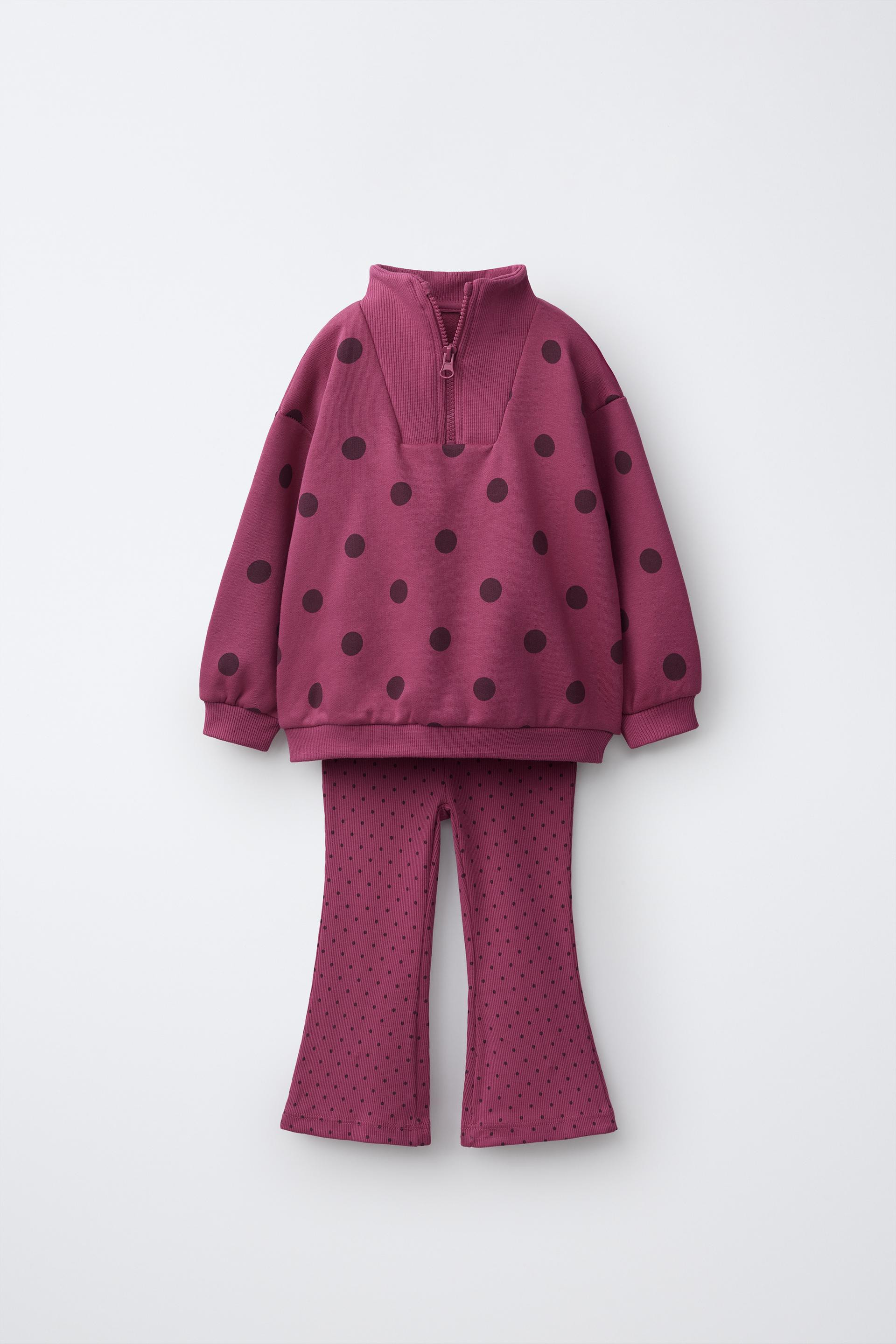Zara - Flare Legging And Sweatshirt Set - Fuchsia - 5 Years (43,3 Inches) - Kids | Zara US