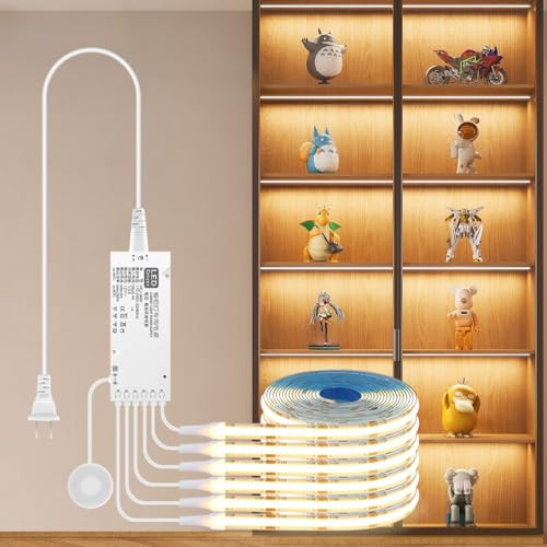 tlinkosta Cabinet Light COB LED Strip Lights 6-in-1 Dimmable Touch Control for Display Cabinets, Wardrobes, Kitchen, Wine Cabinets, Showcase & Shelf Lighting (Warm Light, 6.6ft) | Amazon (US)