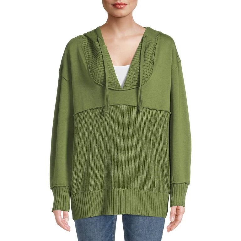 Time And Tru Women's Mixed Media Hoodie | Walmart (US)