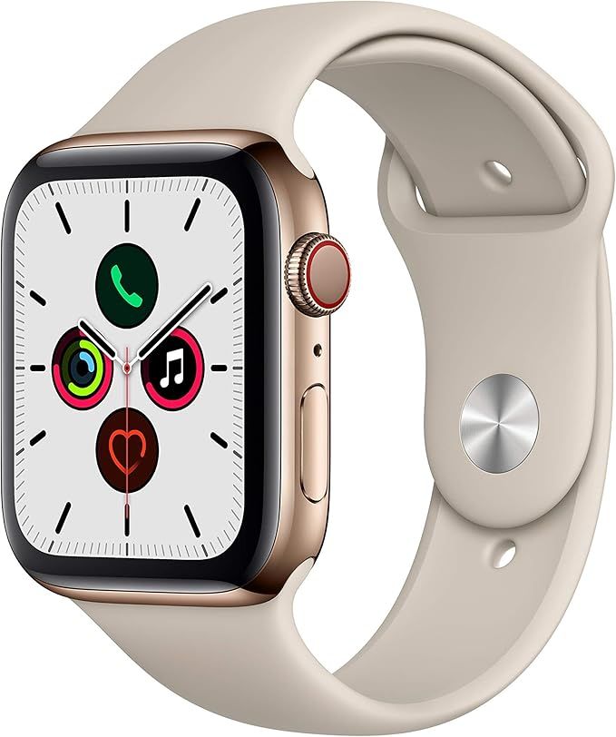 Apple Watch Series 5 (GPS + Cellular, 44mm) - Gold Stainless Steel Case with Stone Sport Band | Amazon (US)