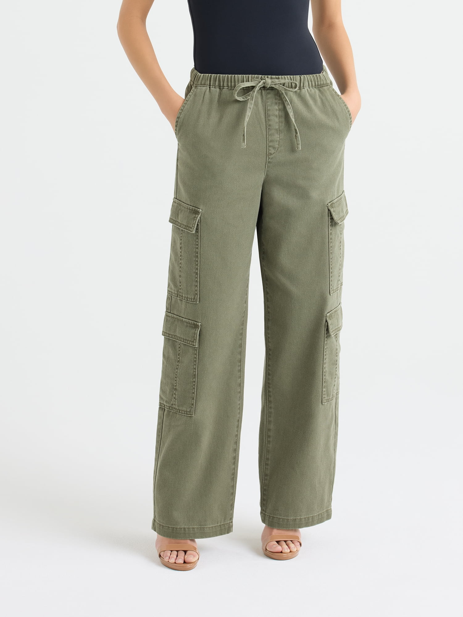 Sofia by Sofia Vergara Women's and Women's Plus Size Diana Mid Rise Relaxed Straight Cargo Jeans,... | Walmart (US)