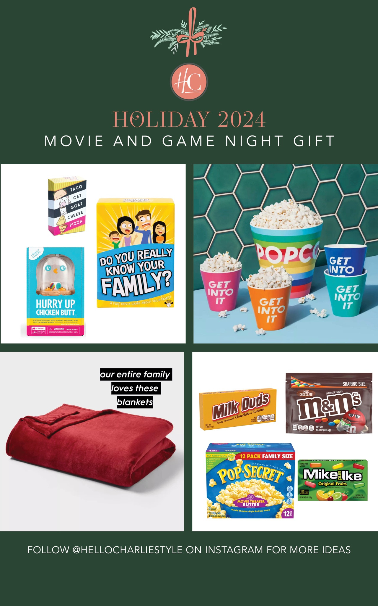 Family gift idea! A blanket big enough for everyone, our favorite games right now, movie snacks and of course cute popcorn containers for home. 


#LTKGiftGuide #LTKHoliday #LTKHome