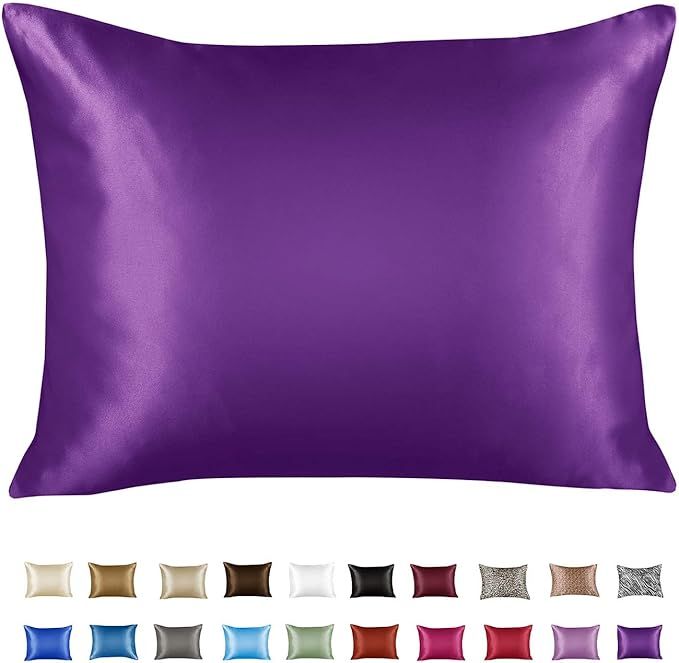 ShopBedding Luxury Satin Pillowcase for Hair – Standard Satin Pillowcase with Zipper, Grape (1 ... | Amazon (US)