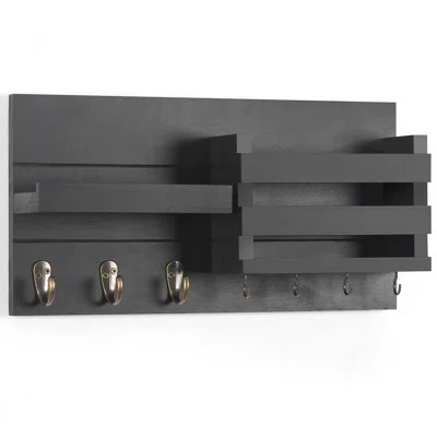 Mail Organizer For Wall Mount – Key Holder With Shelf Includes Letter Holder And Hooks For Coats, Dog Leashes – Rustic Wood With Flush Mounting Hardwa | Wayfair North America