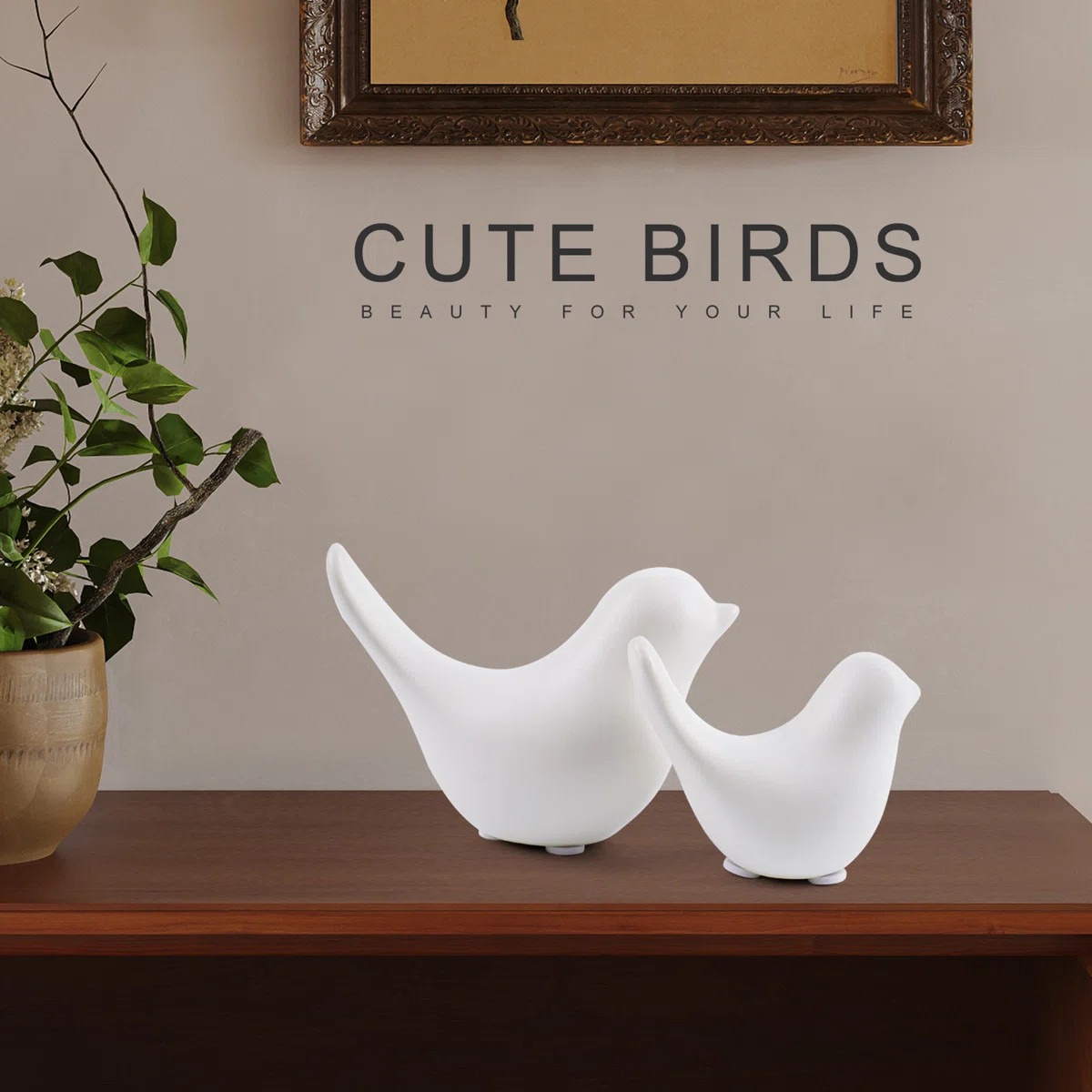 Small White Birds Statues Home Decor Modern Style Decorative Ornaments for Living Room Decor, Bed... | Wayfair North America