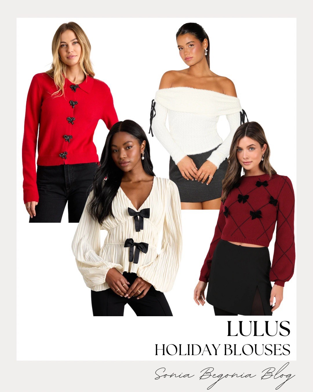 The Viral Bow Trend for the Holidays, All Under $60! 🎀

Get party-ready with these absolutely stunning and affordable Lulus holiday blouses and sweaters! We're obsessed with the chic details, like the elegant off-the-shoulder sweater and the festive red cardigan with black bow buttons. From your office party to New Year's Eve, these tops are perfect for adding a touch of glamour without breaking the bank. Everything featured is Under $60 (with many pieces Under $50!)—snag these holiday must-haves now! 🥂

#LulusHoliday
#HolidayBlouses
#BowTrend
#AffordableFashion
#HolidayStyle
#Under60Fashion
#Under50Style
#LulusFinds
#PartyOutfitInspo
#FestiveFashion
#OffTheShoulderTop
#RedSweater
#HolidayCardigan
#LTKHoliday
#ChristmasOutfitIdeas
#NewYearsEveOutfit
#WinterFashion

#LTKHoliday #LTKStyleTip #LTKFindsUnder50