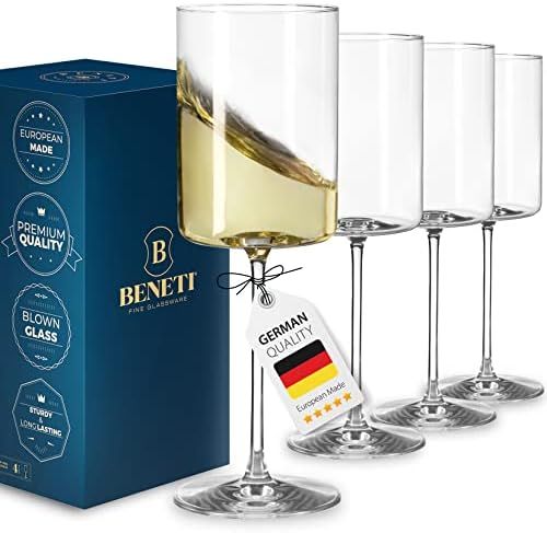 Super Durable Wine Glasses Square Shaped [Set of 4] White & Red Wine Goblets, European Made Premi... | Amazon (US)