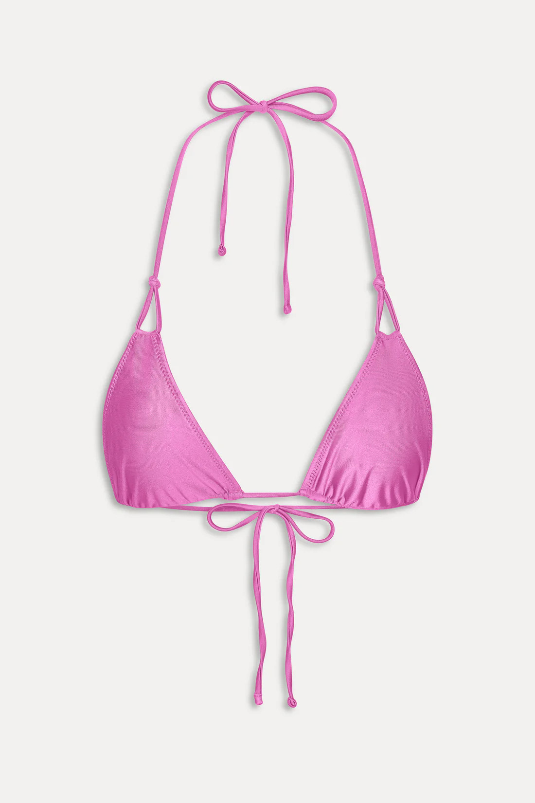Ari Satin Triangle Bikini Top - Capri Pink | Frankies Bikinis
