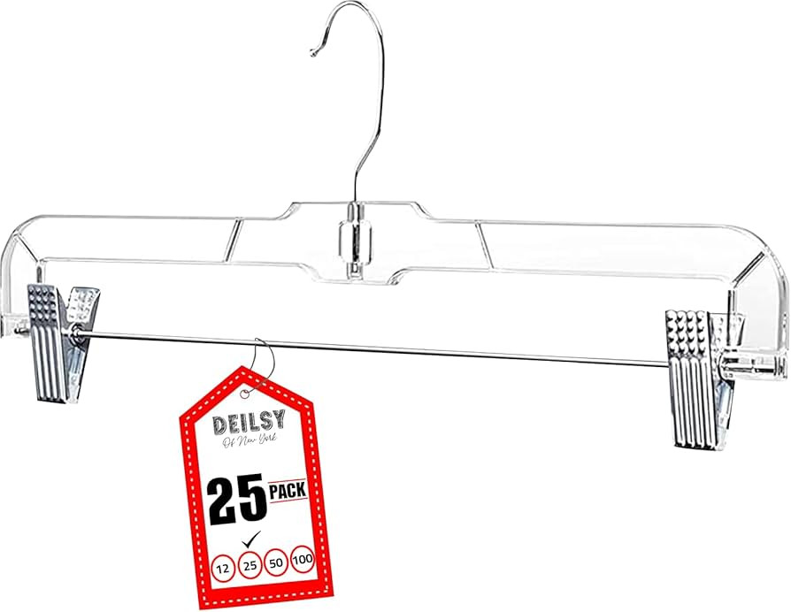 DEILSY™ Skirt Hangers Pants Hanger with Clips Hanger Shorts Clear Plastic Clothes with 2-Adjust... | Amazon (US)