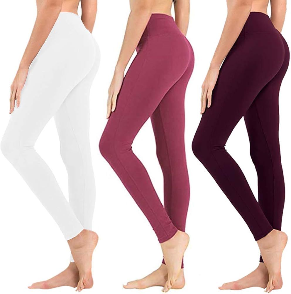 High Waisted Leggings for Women - Soft Athletic Tummy Control Pants for Running Cycling Yoga Work... | Amazon (US)