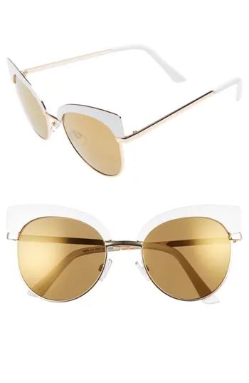 Women's Bp. 53Mm Cat Eye Sunglasses - White/ Silver | Nordstrom