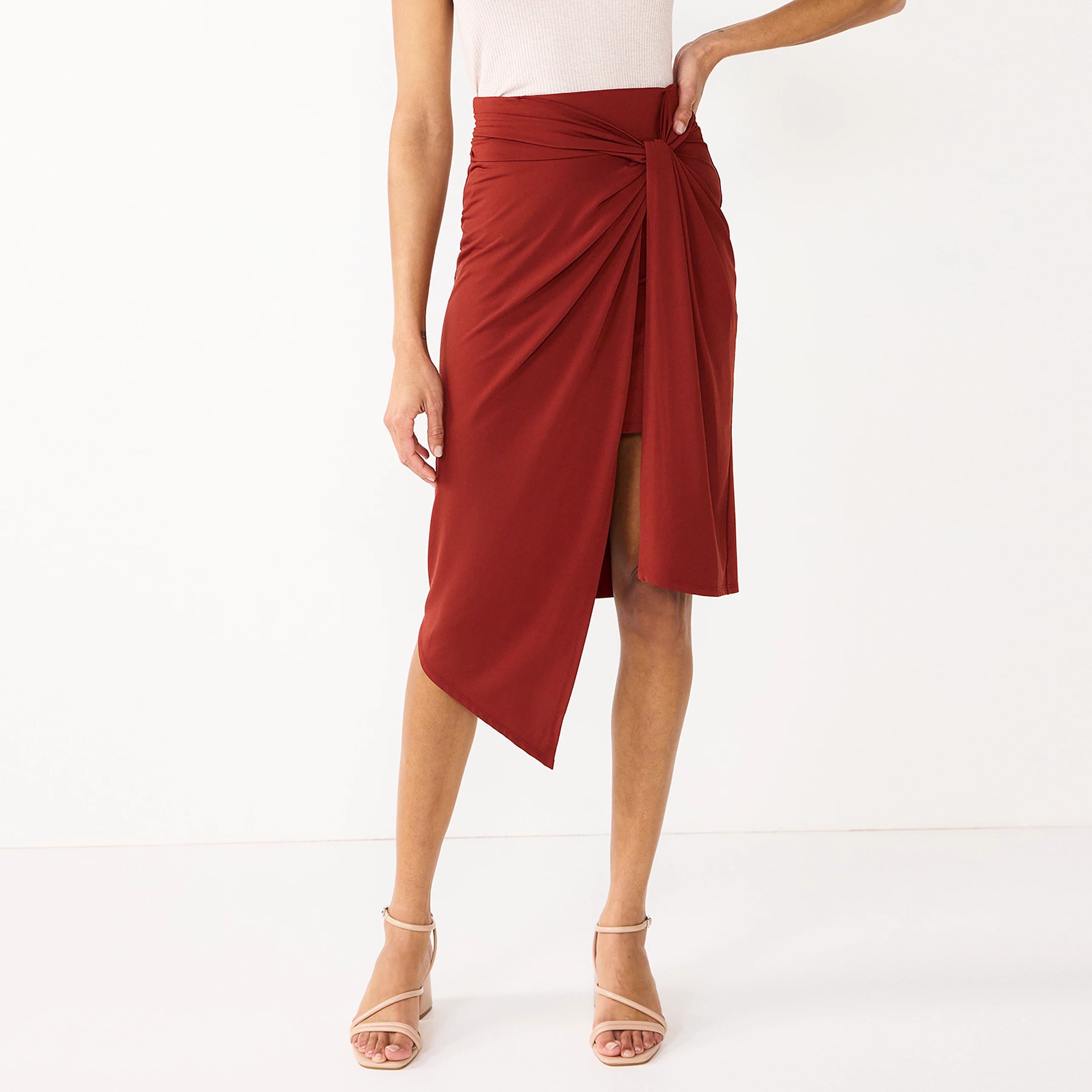 Women's Nine West Faux-Wrap Midi Skirt | Kohl's
