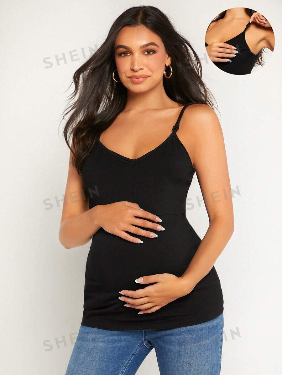 SHEIN BASICS Maternity Nursing Solid Cami Top | SHEIN