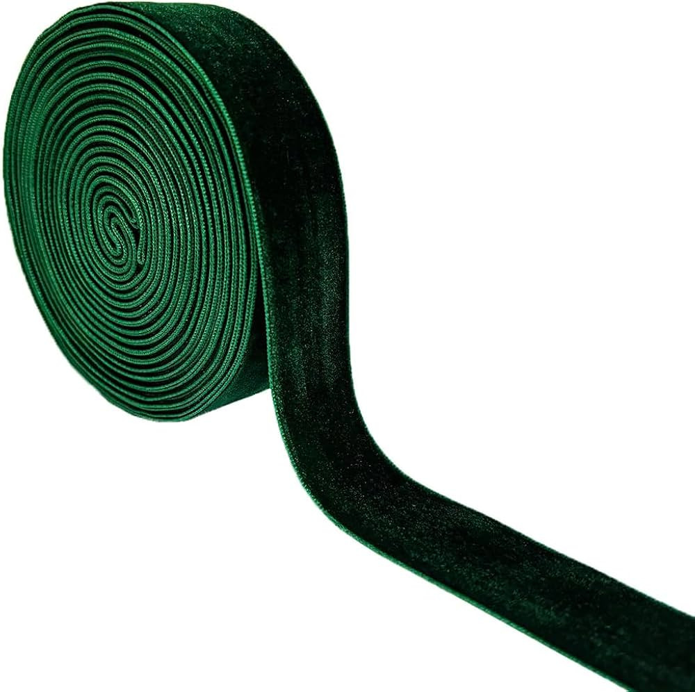 Wedding Christmas Valentin's Day Gift Box DIY Craft Decor Velvet Ribbon (Dark Green, 1''x6Yards) | Amazon (US)