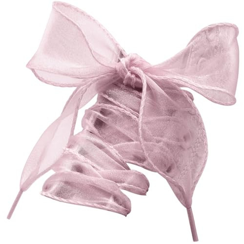 WEGOODZF Flat Sheer Shoe Laces: 2 Pairs 4CM Wide 35 inch Dirty Pink Fashion Snow Yarn Shoelaces | Amazon (US)