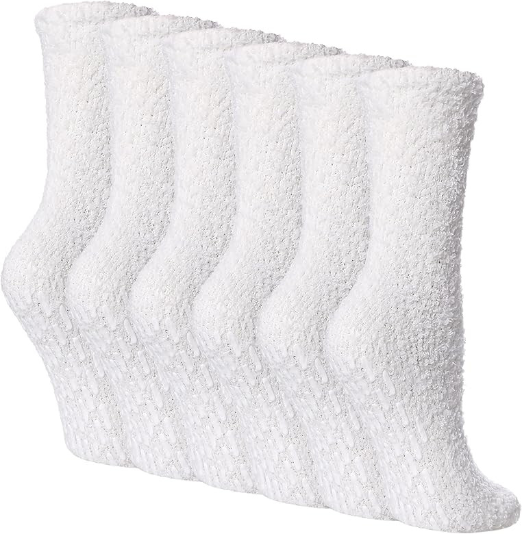 Non Slip Fuzzy Socks for Womens with Grips Anti Slip Hospital Socks Soft Plush Fluffy Cozy Sleep ... | Amazon (US)