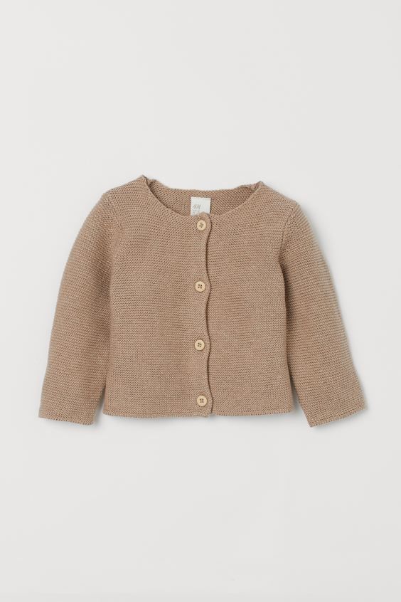 Garter-stitched cardigan in soft cotton with long sleeves. Buttons at front. | H&M (US)