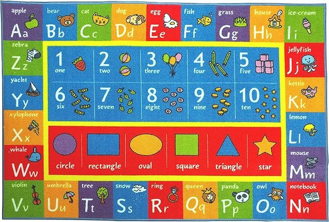 KC CUBS ABC Alphabet, Numbers and Shapes Educational Learning & Fun Game Play Area Non Slip Boy G... | Amazon (US)