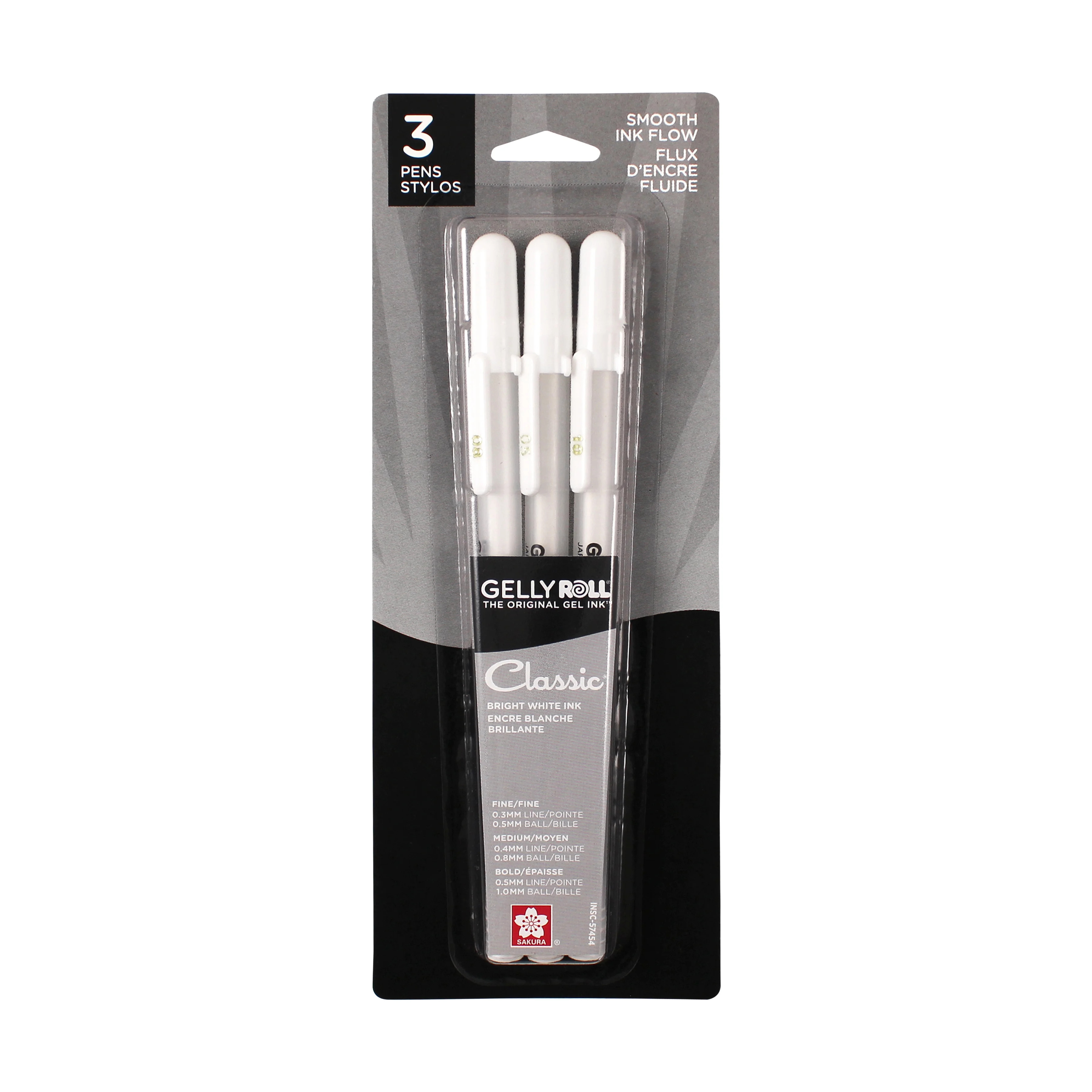 Sakura Gelly Roll Gel Pens, Opaque White, Fine Med & Bold Points 3 Pk | Walmart (US)