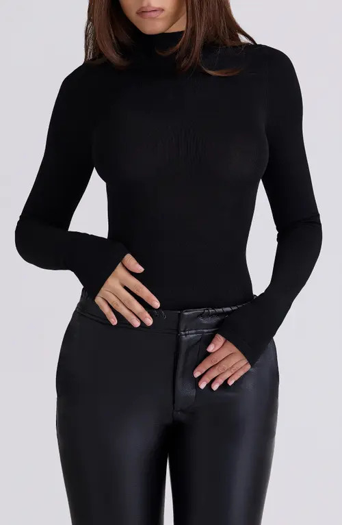 HOUSE OF CB Eliena Long Sleeve Bodysuit in Black at Nordstrom, Size X-Large | Nordstrom