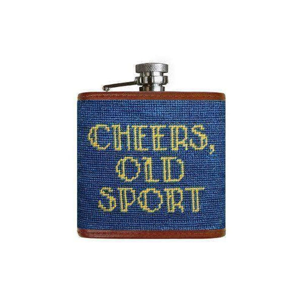 Cheers Old Sport Needlepoint Flask in Blueberry by Smathers & Branson | Amazon (US)
