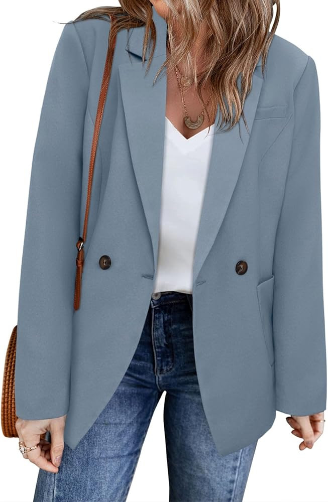 CHICZONE Womens Long Sleeve Casual Blazers Open Front Lapel Button Work Office Blazer Jackets | Amazon (US)