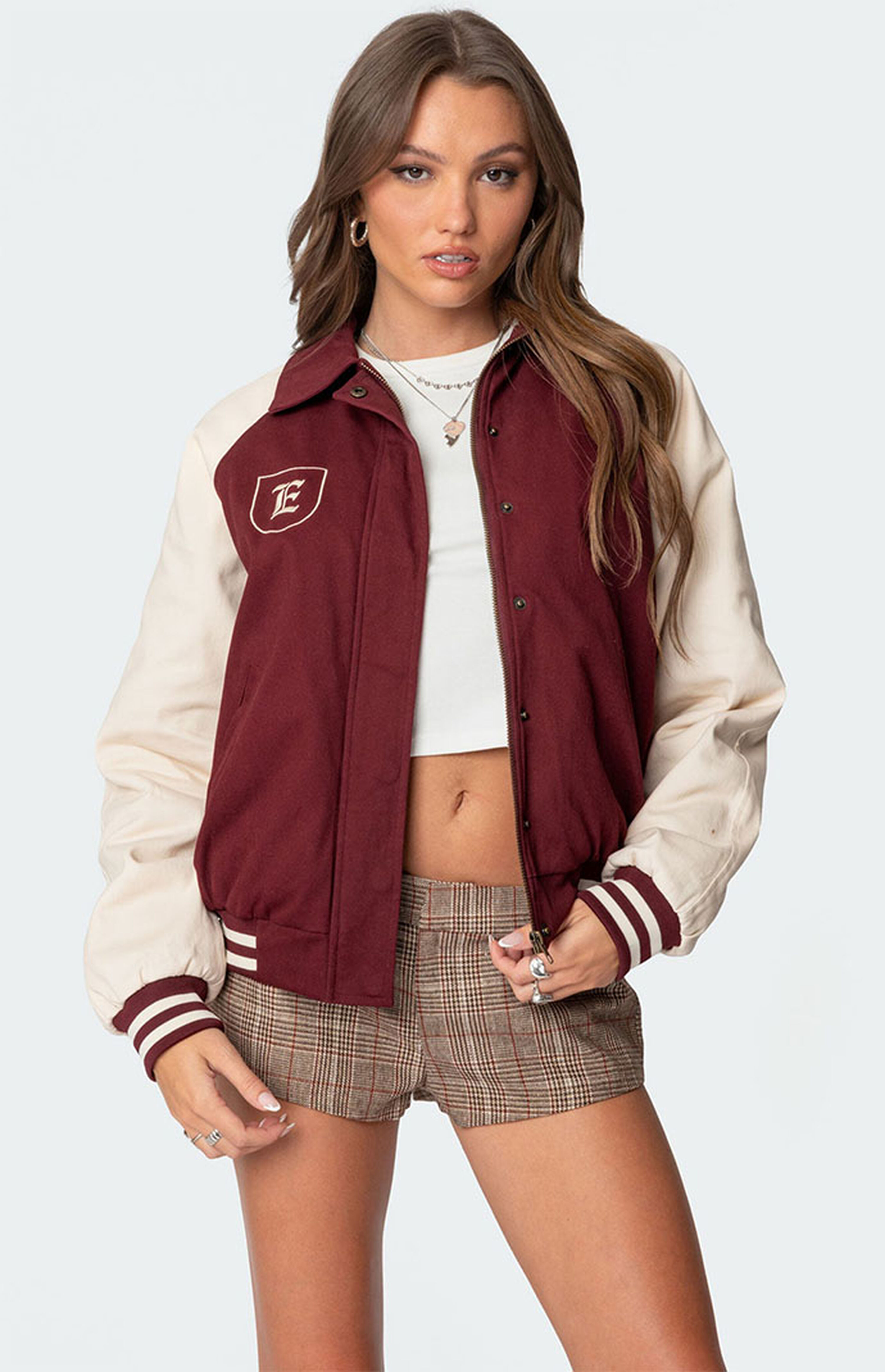 Edikted Varsity Oversized Bomber Jacket | PacSun