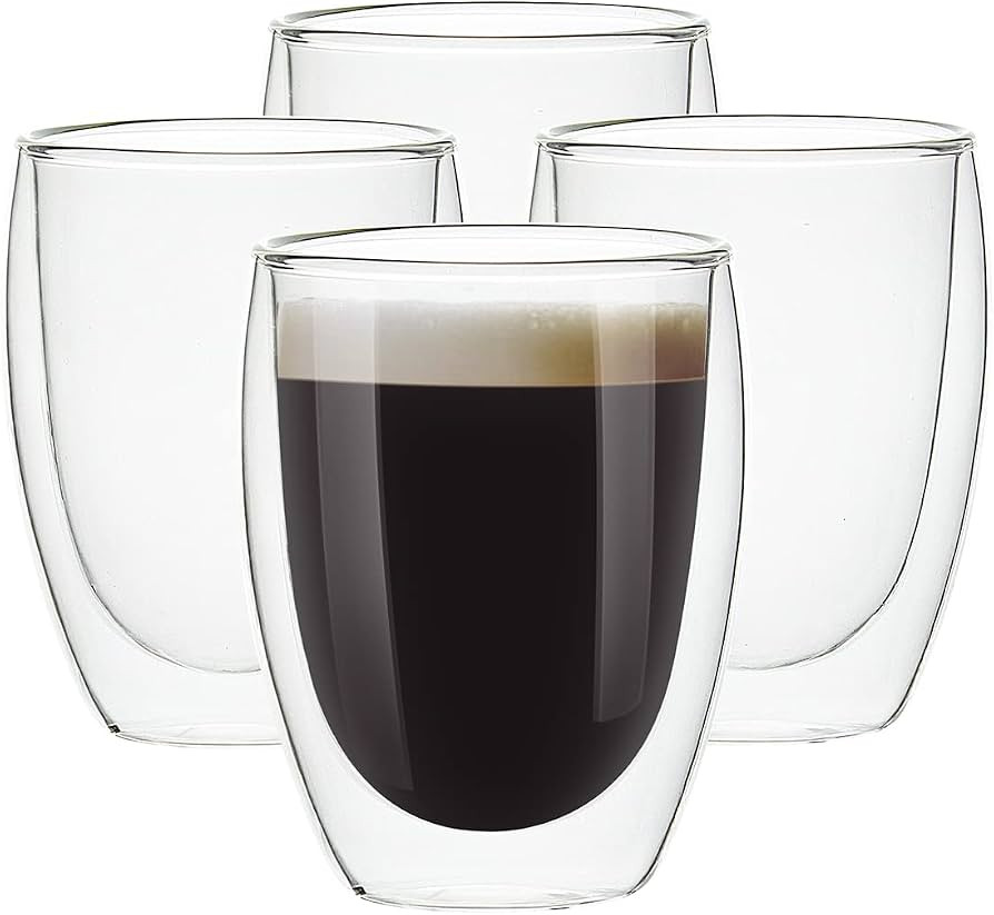 [4-Pack,12Oz] Glass Cups, Double Walled Thermo Espresso Glasses, Insulated Coffee Mugs, Drinking ... | Amazon (US)