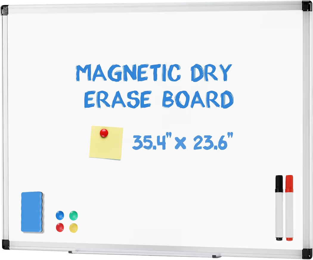 DUMOS Magnetic White Board Kit for Wall 36" x 24", Dry Erase Board with 1 Dry Eraser & 2 Multicol... | Amazon (US)