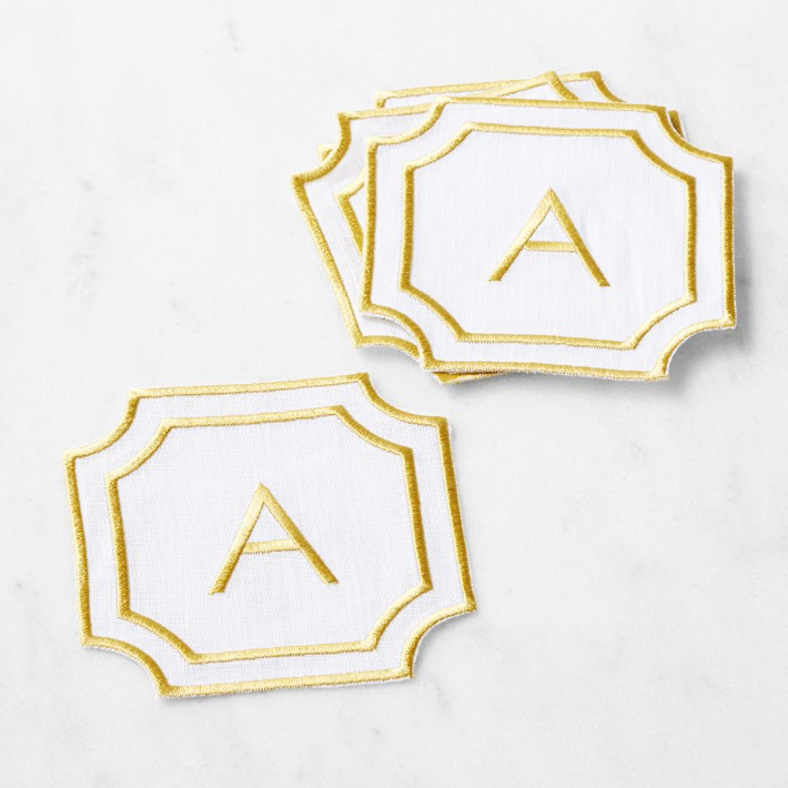 Cartouche Monogram Coasters, Set of 4 | Williams-Sonoma