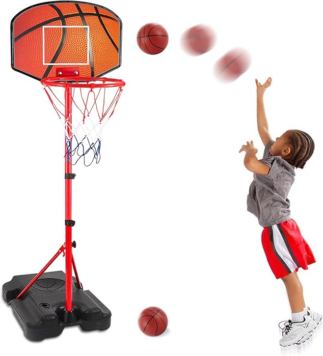 Kids Basketball Hoop for 1 2 3 4 5 6 Year Old Stand Adjustable Height 3.5ft-5.3ft Toddler Boy Bas... | Amazon (US)
