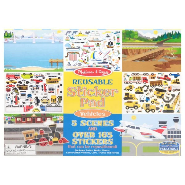 Melissa & Doug Reusable Sticker Pad: Vehicles - 165+ Reusable Stickers - Walmart.com | Walmart (US)