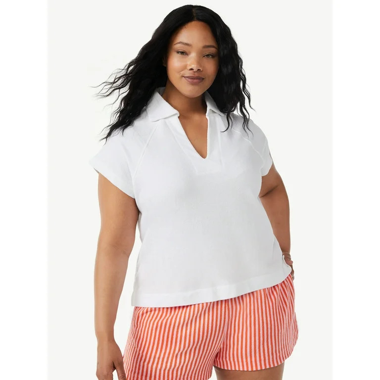 Free Assembly Women's Raglan Sleeve Polo Shirt | Walmart (US)