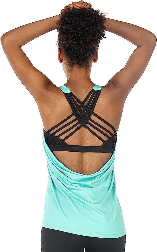 icyzone Yoga Tops Workouts Clothes Activewear Built in Bra Tank Tops for Women | Amazon (US)